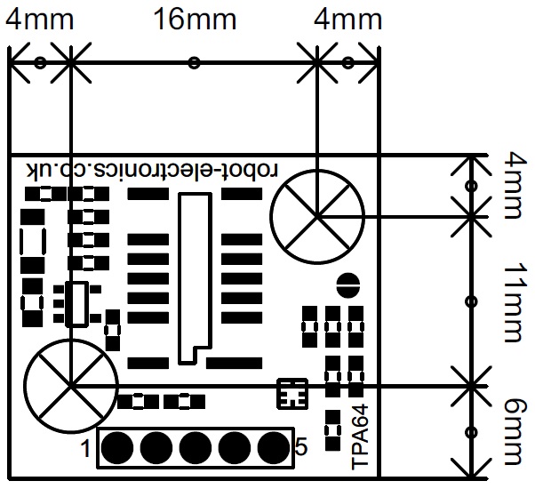 dimensions of Devantech TPA64 - 8x8 Thermopile Array